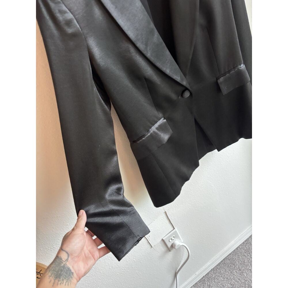 Veronica Beard Athens Black Shiny Satin Dickey Blazer Jacket Sz 4 - Picture 3 of 8